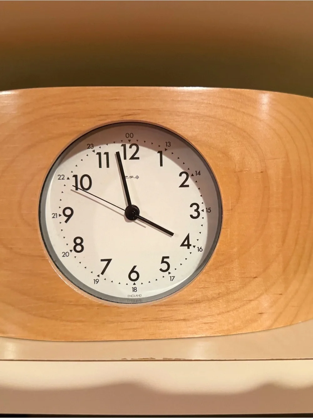 Wood Tone Round Face Wall Clock - Natural Brown